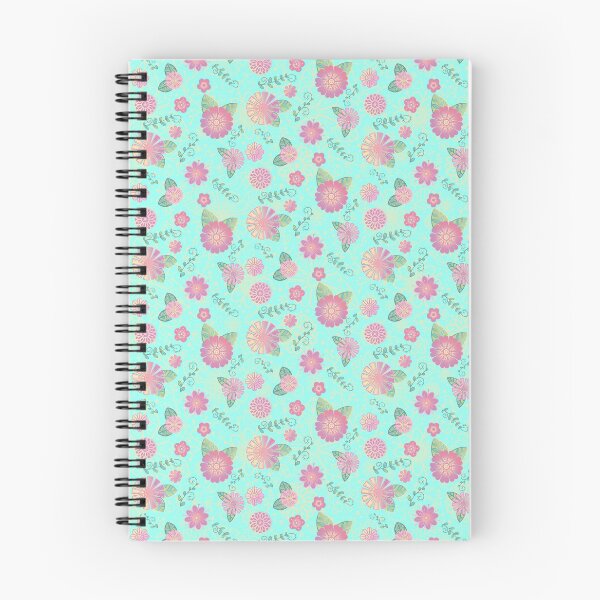 Item preview, Pink Floral Pattern on Teal  designed and sold by lisanganart.