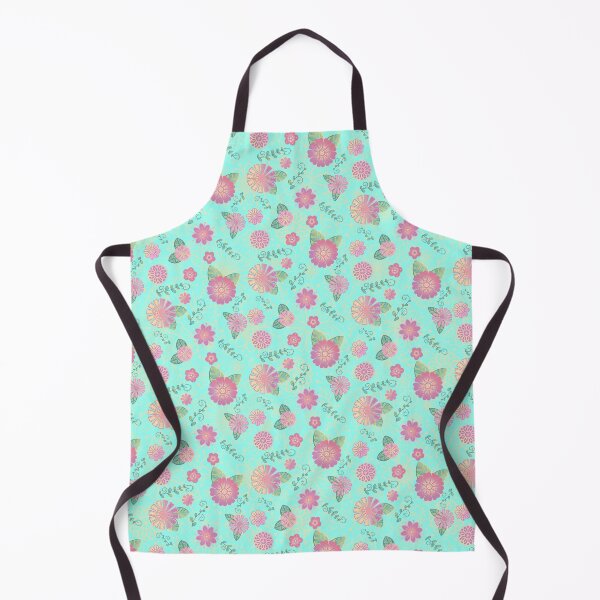 Item preview, Pink Floral Pattern on Teal  designed and sold by lisanganart.