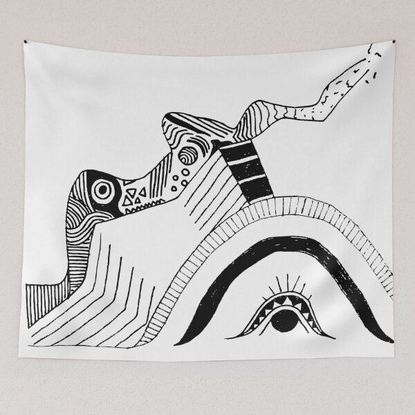 Item preview, Abstract Quirky Tribal Eye Doodle - Black and White designed and sold by Callmejohn.