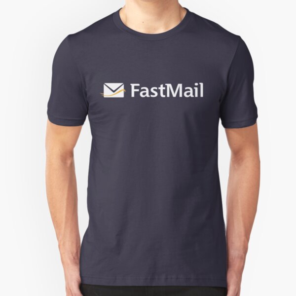 FastMail White with wordmark Slim Fit T-Shirt