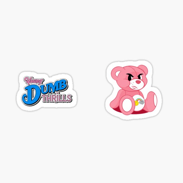 young dumb thrills mcfly pistola bear print Sticker