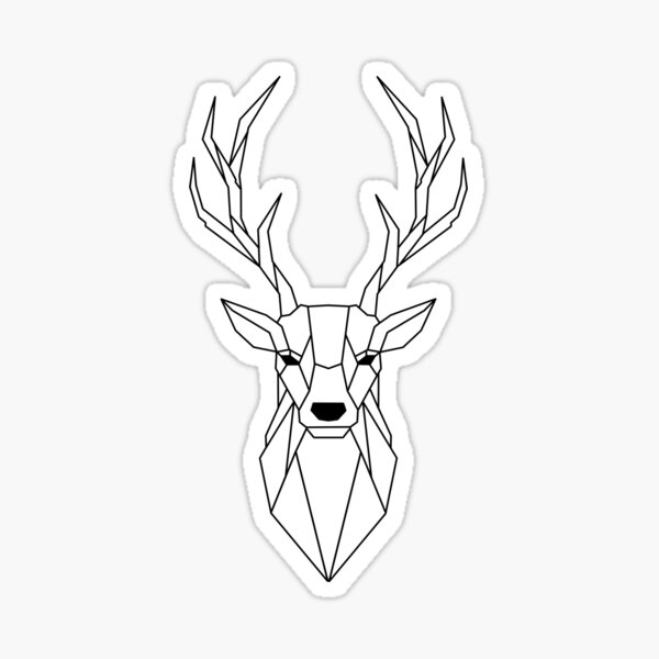 Abstract Deer Stag Geometric  #40840 bw 2 x Vinyl Stickers 10cm 