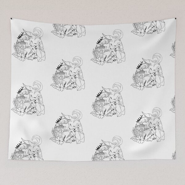 Item preview, sleepy nature fox black and white designed and sold by Artbeat03.