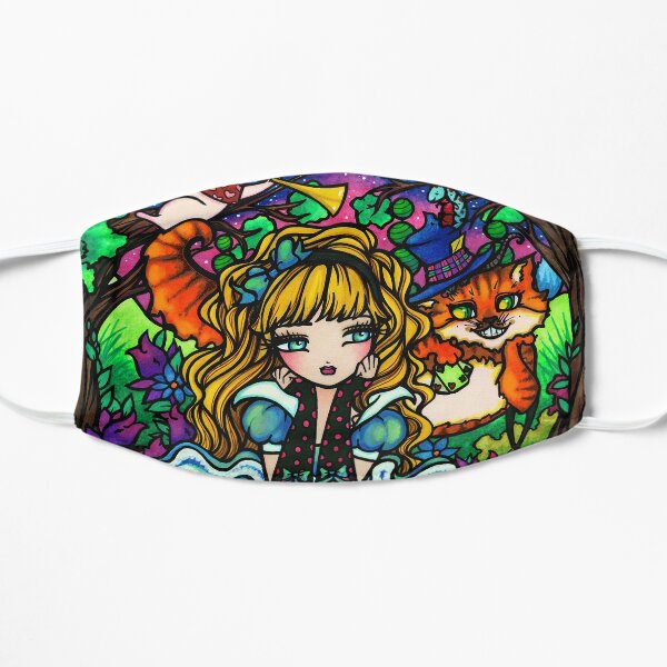 Alice in Wonderland with Cheshire Cat Fantasy Art Flat Mask