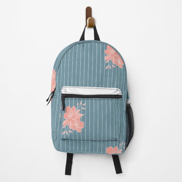 Item preview, Tangerine Orange Flowers on Blue Background with White Lines designed and sold by tulipdesign.