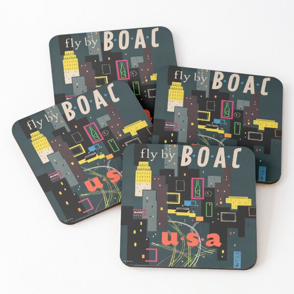 Item preview, retro classic BOAC USA poster designed and sold by CorasPosters.