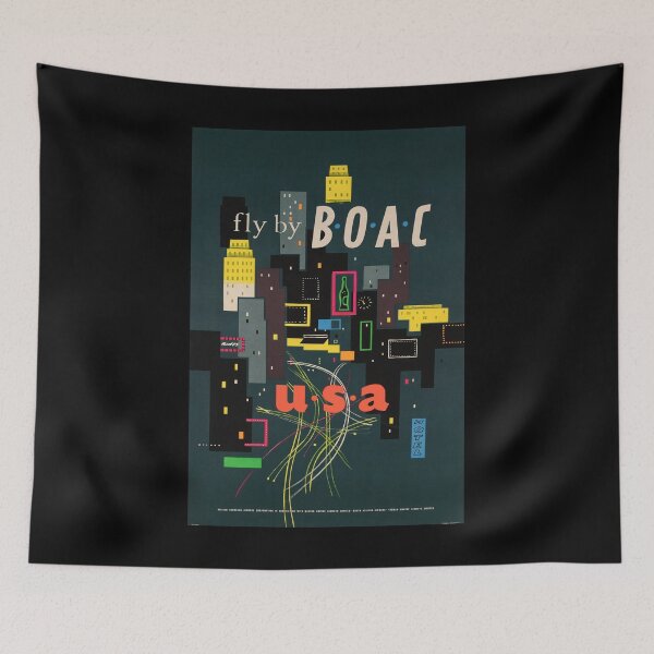 Item preview, retro classic BOAC USA poster designed and sold by CorasPosters.