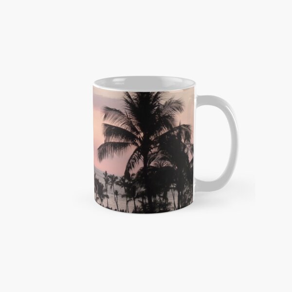 Pink sunset over palm trees and the Pacific II Classic Mug