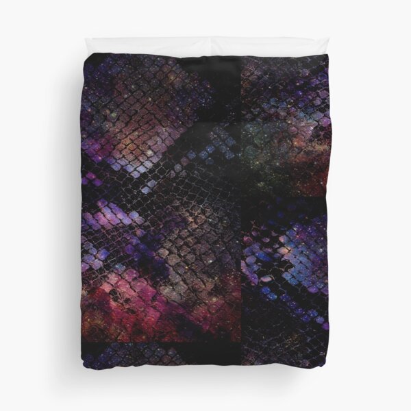 Pattern, Dark Blue, Snake Print Duvet Cover