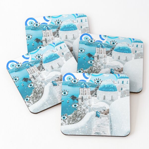 Item preview, GLITTER SANTORINI BLUE COLLAGE designed and sold by abbymoriartyy.