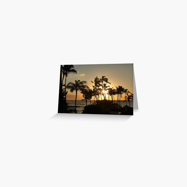 Sunset and palm trees in Hawaii Greeting Card