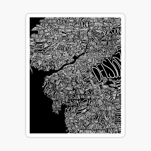 Item preview, Typographic Map of Gothenburg (Black) designed and sold by sarkobang.