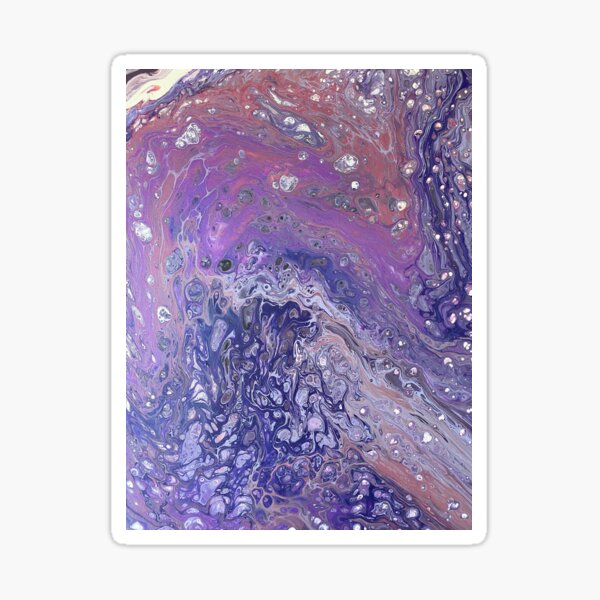 Purple and Pink Pour Painting-- Flip cup method-- Sticker