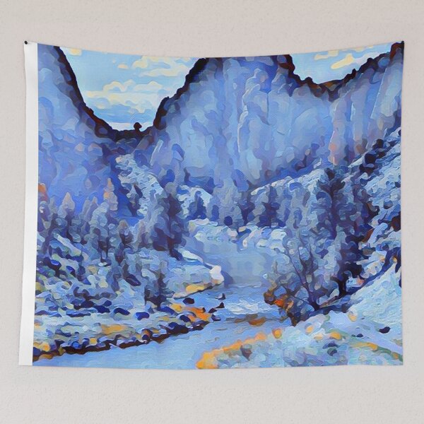Item preview, snowy blue painted river designed and sold by LifeAsGeneration Z.