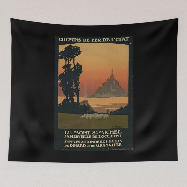 Item preview, retro classic ETAT Le Mont Saint Michel poster designed and sold by CorasPosters.