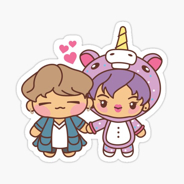 YoonJin Pajama Party - BTS Yoongi and Jin in PJ's ~BTS Pajama Party~ Sticker