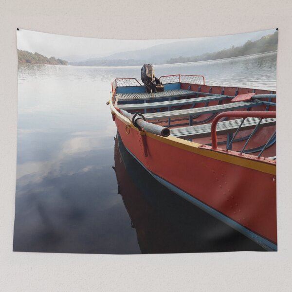 Item preview, Lake nature scene with boat designed and sold by PriyanDecor.