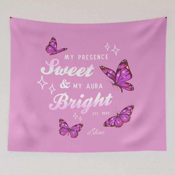 Item preview, my presence sweet and my aura bright - pink butterflies (shut up) designed and sold by thewayitshine.