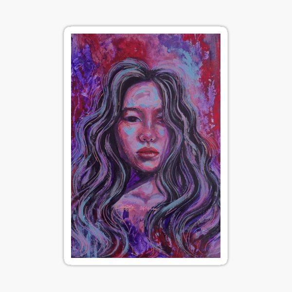 Abstract, berry coloured portrait Sticker