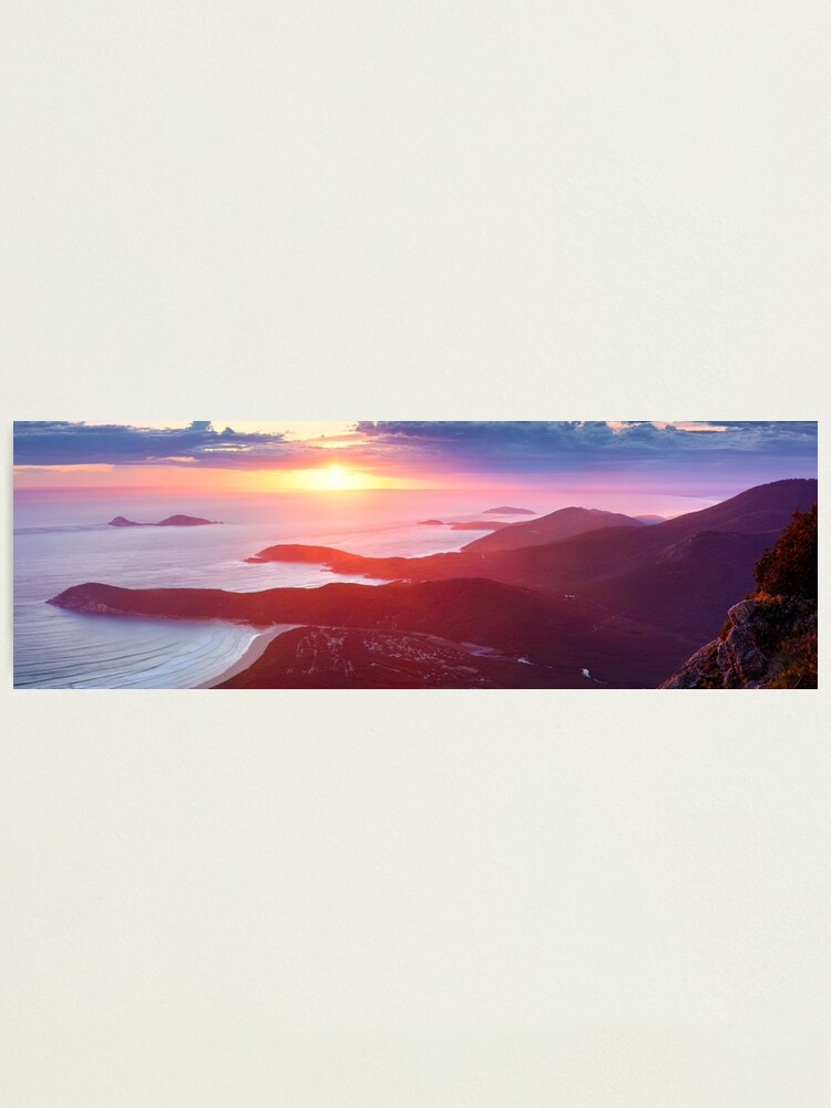 Alternate view of Sunset from Mt Oberon, Wilsons Promontory, Victoria Australia Photographic Print