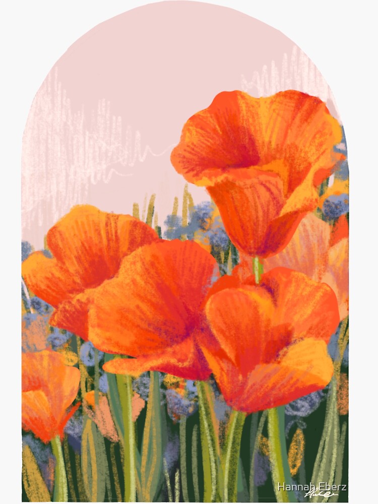 Thumbnail 3 of 3, Sticker, California Poppies Arch designed and sold by hannaheberz.