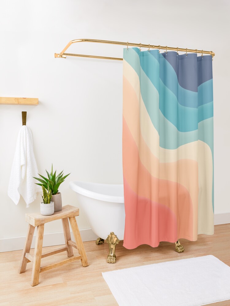 Alternate view of Retro color wave Shower Curtain