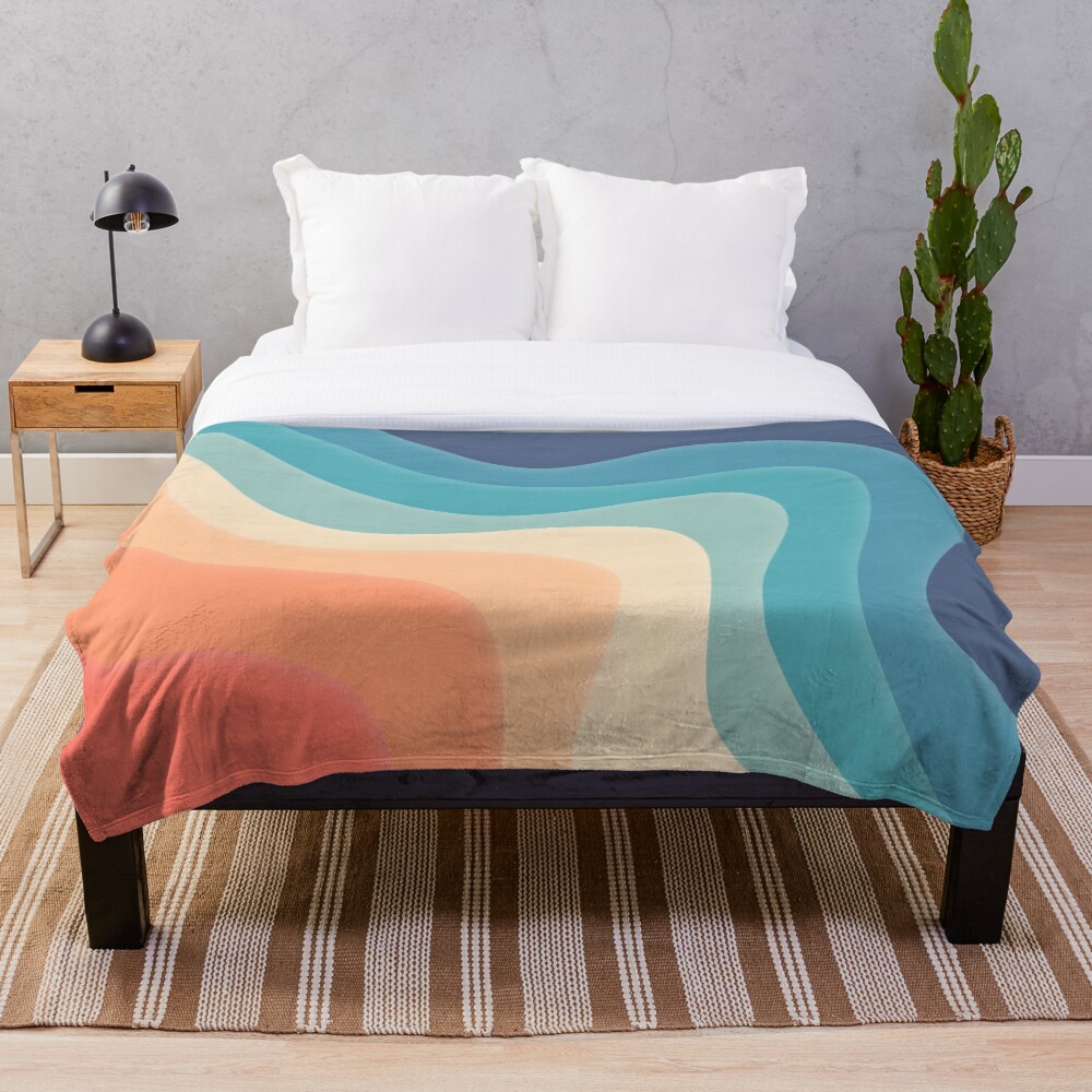 Retro color wave Throw Blanket