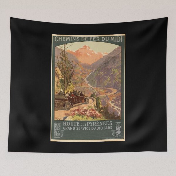 Item preview, retro classic MIDI Route des Pyrenees poster designed and sold by CorasPosters.