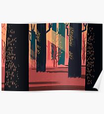Flat Stamp Forest Poster