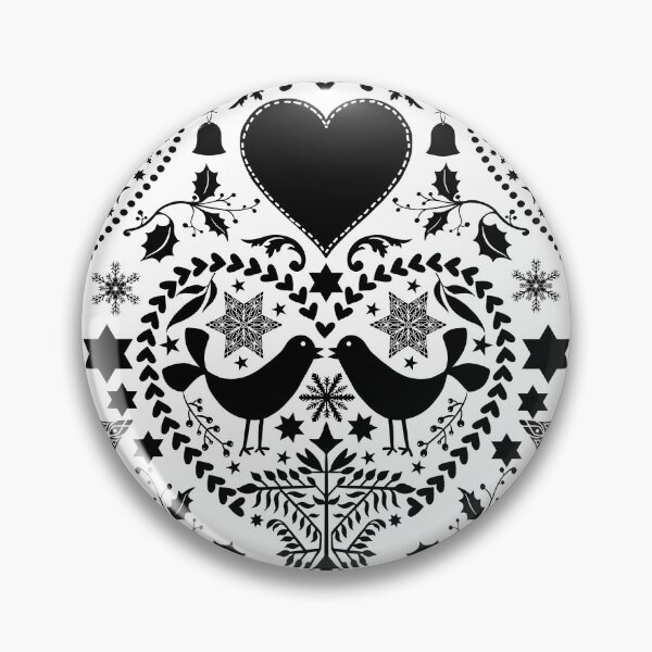 Item preview, Scandinavian Folk Art With Birds Black And White Hygge Scandi Pattern designed and sold by artsandsoul.