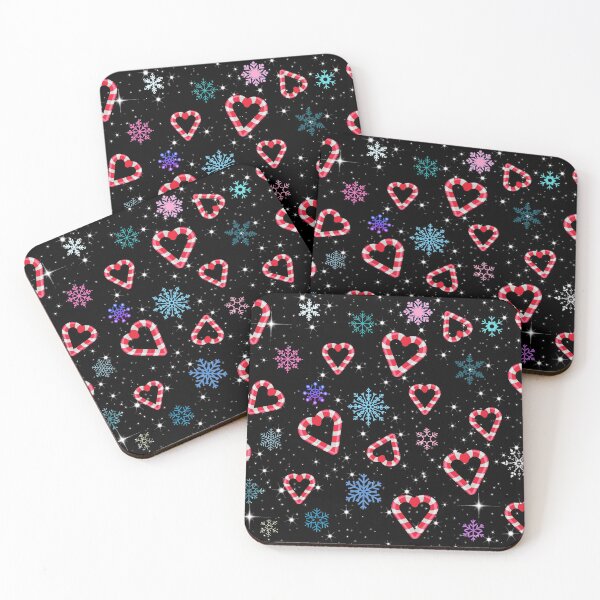 Item preview, Candy Cane Hearts And Snowflakes In A Starlit Sky Christmas Themed Design designed and sold by kassiekewl.