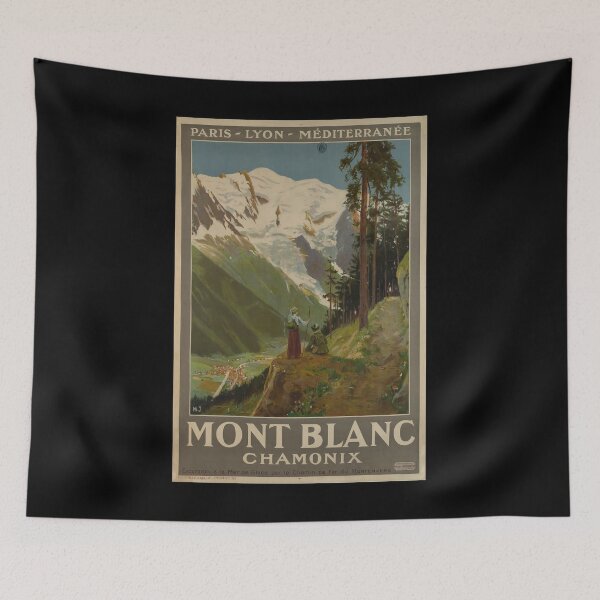 Item preview, retro classic PLM Mont Blanc Chamonix poster designed and sold by CorasPosters.