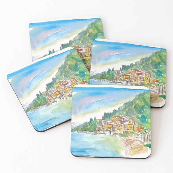 Item preview, Romantic Varenna Lago di Como Italian Lakeside Village with Mountain View designed and sold by artshop77.