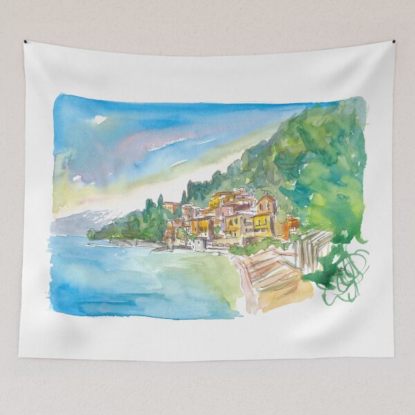 Item preview, Romantic Varenna Lago di Como Italian Lakeside Village with Mountain View designed and sold by artshop77.