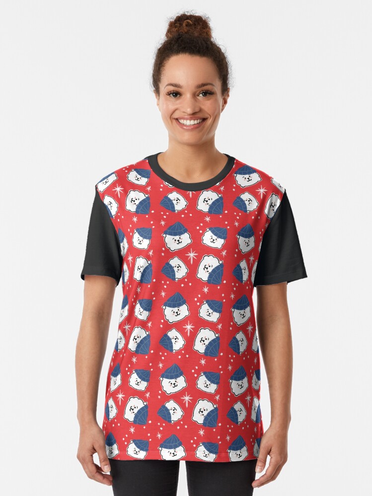 Alternate view of Sheep in Toque Christmas Pattern BTS RJ Jin Graphic T-Shirt