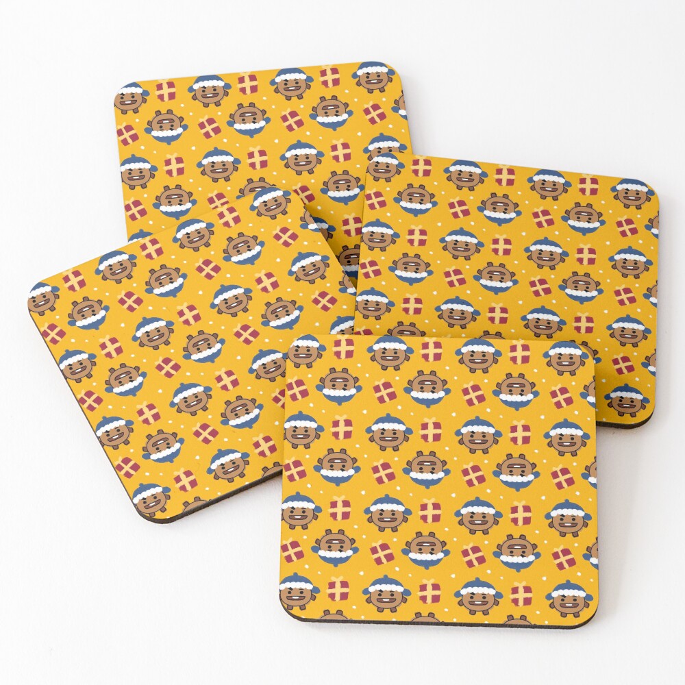 Shooky Gift Christmas Pattern BTS Suga Coasters (Set of 4)