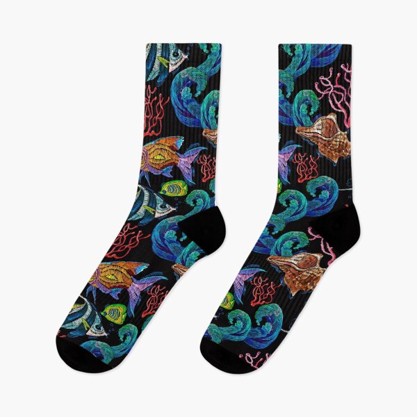 Item preview, Embroidery sea life seamless pattern designed and sold by matrioshka.