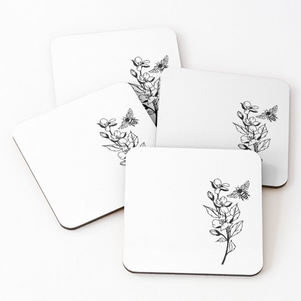 Item preview, Simple Black & White Flowers and Bees designed and sold by PorkChopUK.