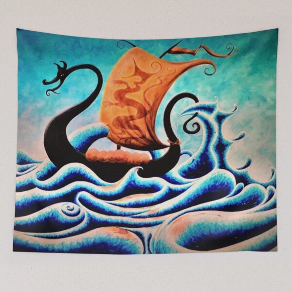 Item preview, Viking ship [Abstract] with orange sail designed and sold by Malc Sutherland.