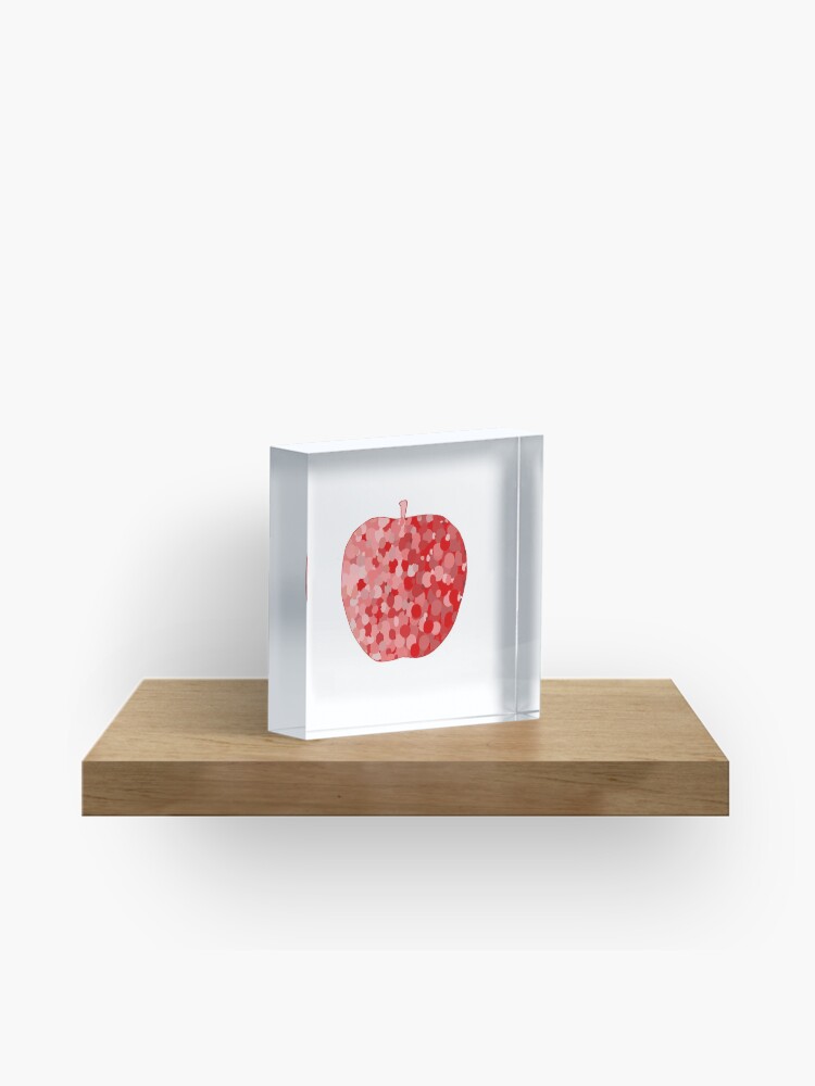 Thumbnail 1 of 5, Acrylic Block, red apple digital drawing food illustration designed and sold by Florcitasart.