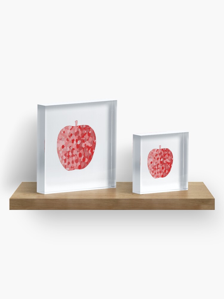 Thumbnail 4 of 5, Acrylic Block, red apple digital drawing food illustration designed and sold by Florcitasart.