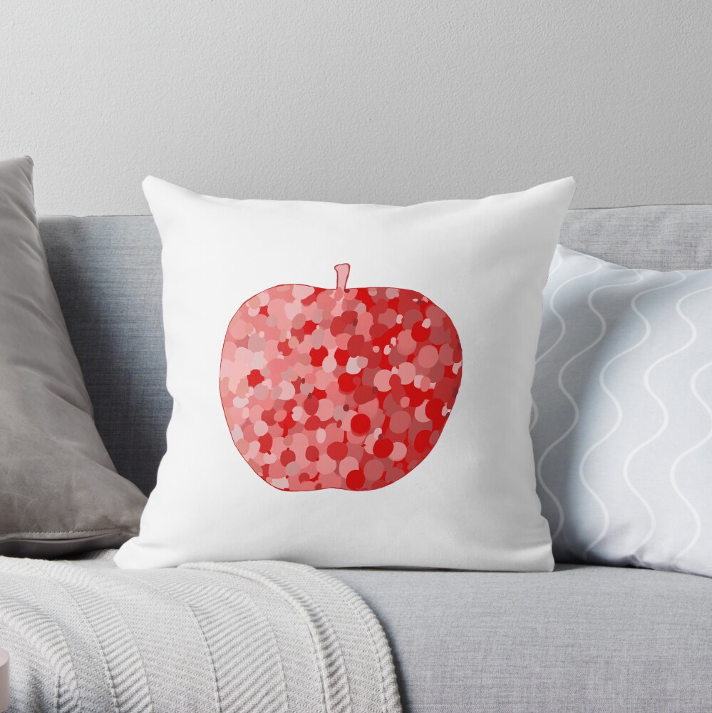 red apple digital drawing food illustration Throw Pillow