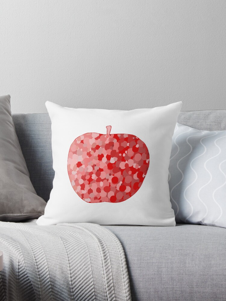 Thumbnail 1 of 4, Pillow, red apple digital drawing food illustration designed and sold by Florcitasart.