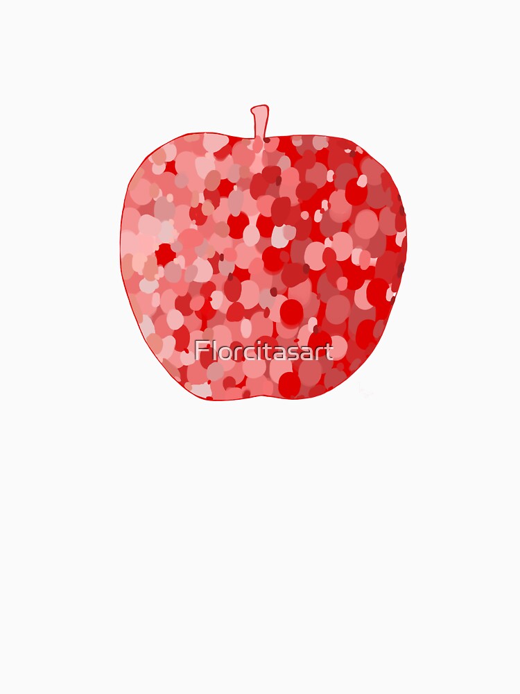 Thumbnail 3 of 3, Fitted T-Shirt, red apple digital drawing food illustration designed and sold by Florcitasart.