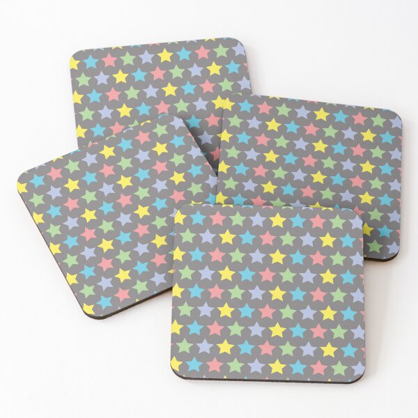 Item preview, colorful stars with grey background seamless print designed and sold by ddesignnstudio.
