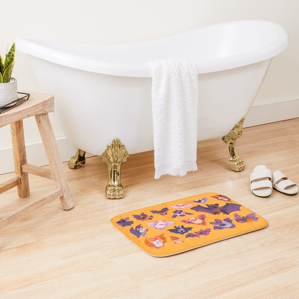 Bat - yellow Bath Mat