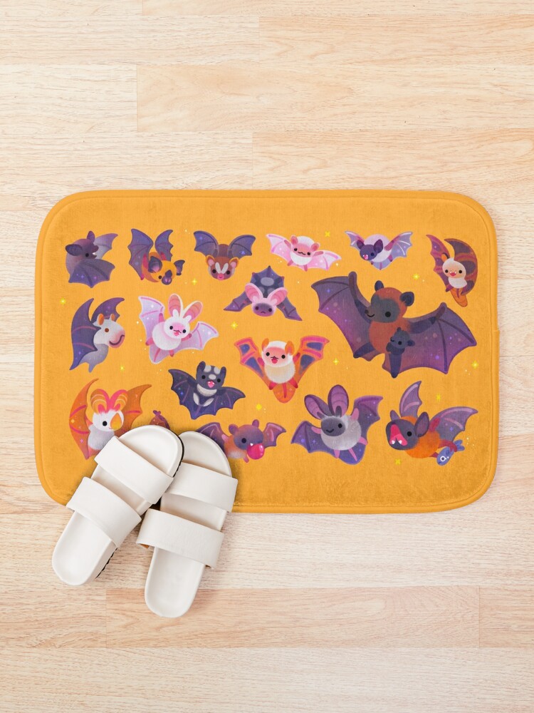 Bat - yellow Bath Mat by pikaole