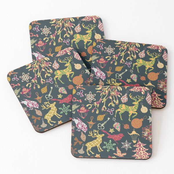 Item preview, Christmas pattern with reindeer and christmas trees and presents designed and sold by wazoosi.