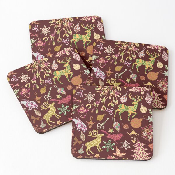 Item preview, Christmas pattern with reindeer and christmas trees and presents designed and sold by wazoosi.