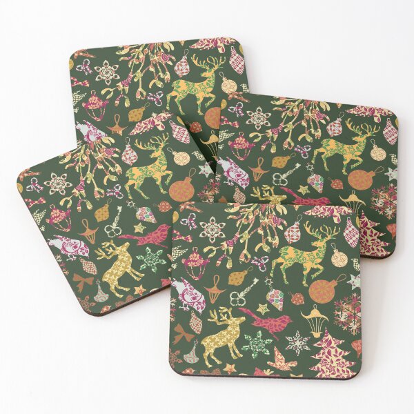 Item preview, Christmas pattern with reindeer and christmas trees and presents designed and sold by wazoosi.